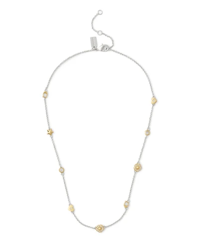 Coach Signature Tea Rose Heart Strand Necklace