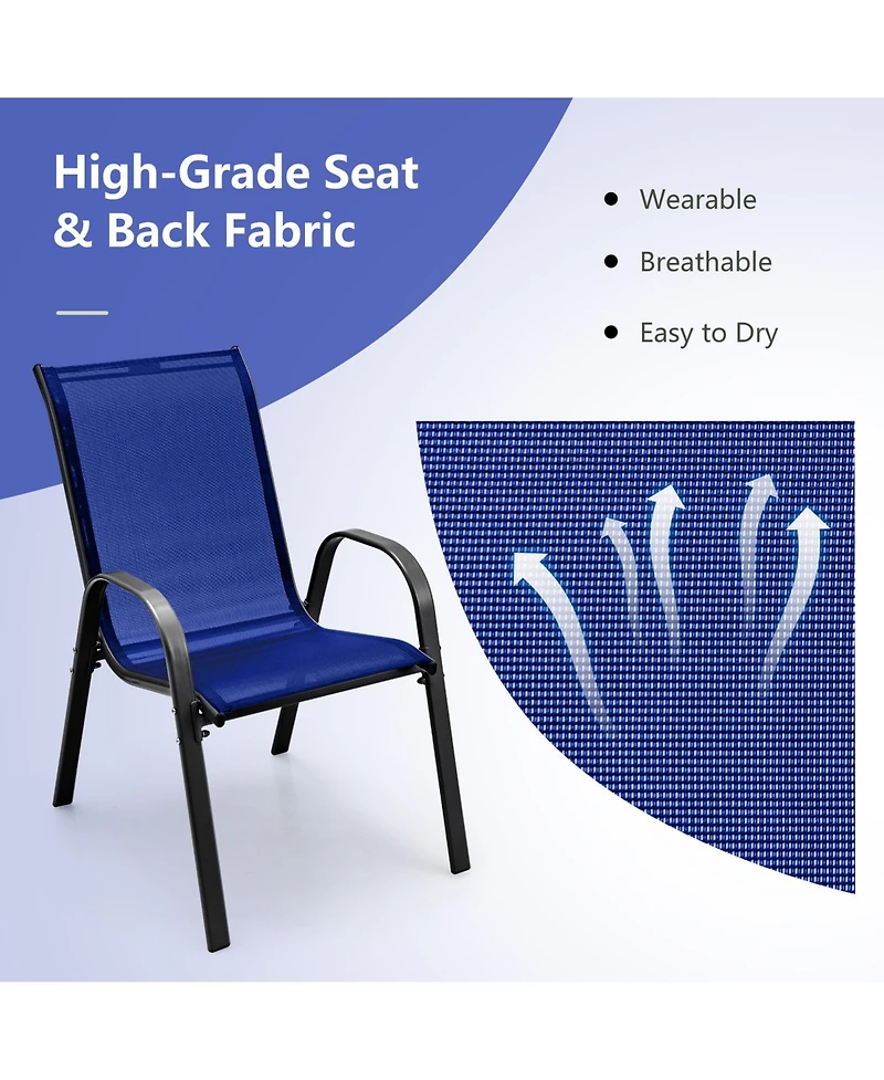 4 Pieces Stackable Patio Dining Chairs Set with Armrest