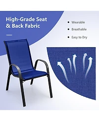4 Pieces Stackable Patio Dining Chairs Set with Armrest
