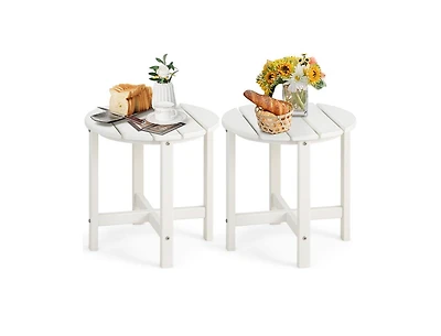 Set of 2 Round Weather-Resistant Adirondack Side Tables