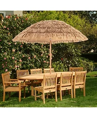 Thatched Tiki Umbrella with Foldable Stand Push Button Tilt