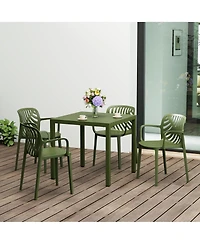 5-Piece Outdoor Square Dining Table Patio Set with Stackable Chairs