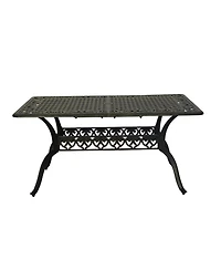 Mondawe Outdoor Cast Aluminum Rectangular Dining Table