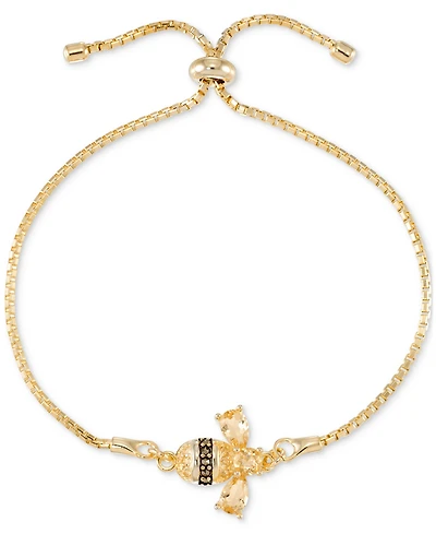 Citrine (2 ct. t.w.) & Marcasite Bee Bolo Bracelet in 18k Gold-Plated Sterling Silver