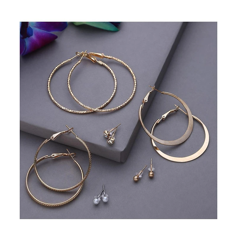 Sohi Women's Everyday Hoop Earrings Set
