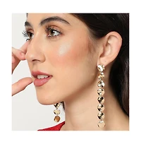 Sohi Women's Gold Plated Designer Dented Drop Earrings