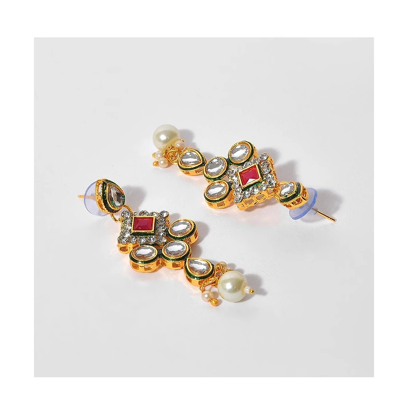 Sohi Women's Gold Plated Kundan Beaded Jewellery Set