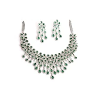 Sohi Women's Silver Plated Designer Stone Jewellery Set