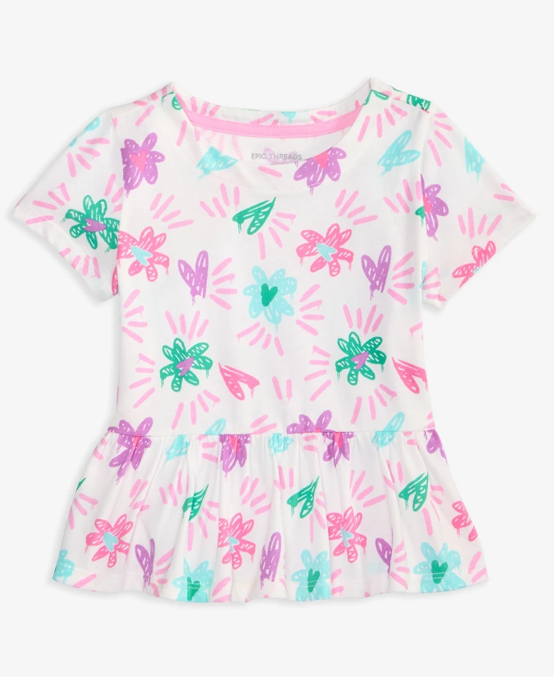 Epic Threads Toddler Girls Graffiti Hearts Printed Cotton Peplum Top, Exclusively at Macy's