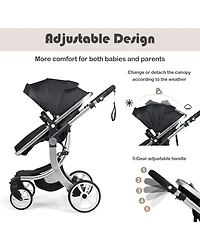 Costway Baby Folding Aluminum Bassinet Reversible Stroller