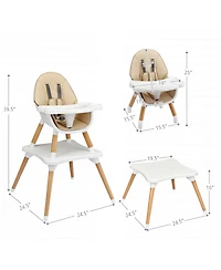 Costway Toddler 6 1 High Chair Convertible Highchair with 5-Point Harness