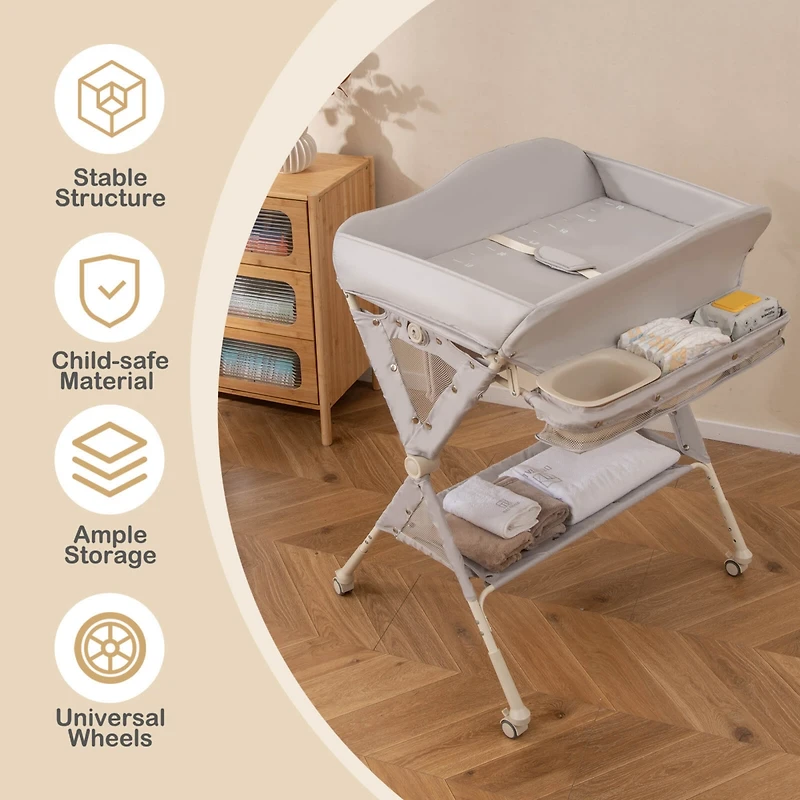 Costway Baby Diaper Changing Table Folding Newborn Nursery Organizer