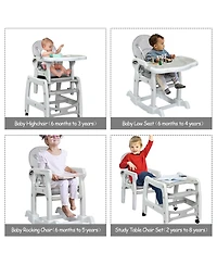 Costway Toddler 3 1 High Chair Adjustable Seat Back and Removable Trays