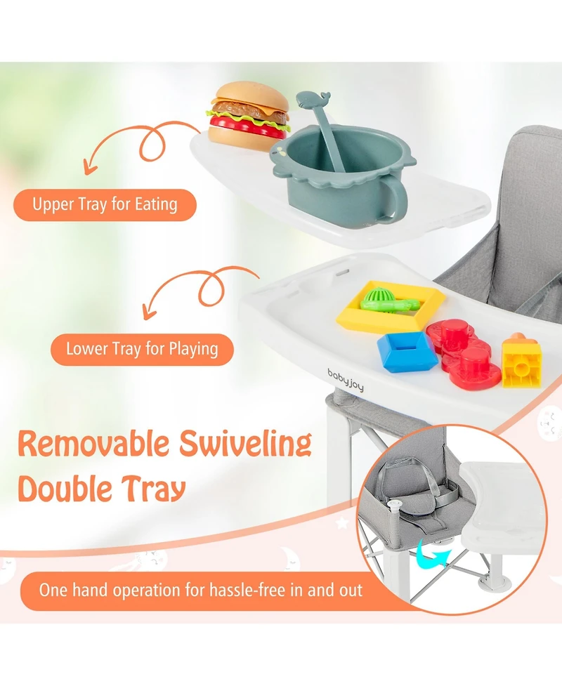 Costway Baby Travel Booster Seat with Double Tray Portable Folding Dining Chair