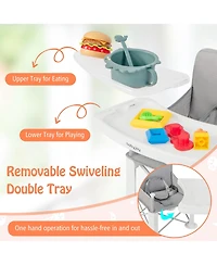 Costway Baby Travel Booster Seat with Double Tray Portable Folding Dining Chair
