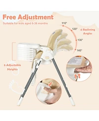 Costway Baby Foldable High Chair w/ Double Removable Trays
