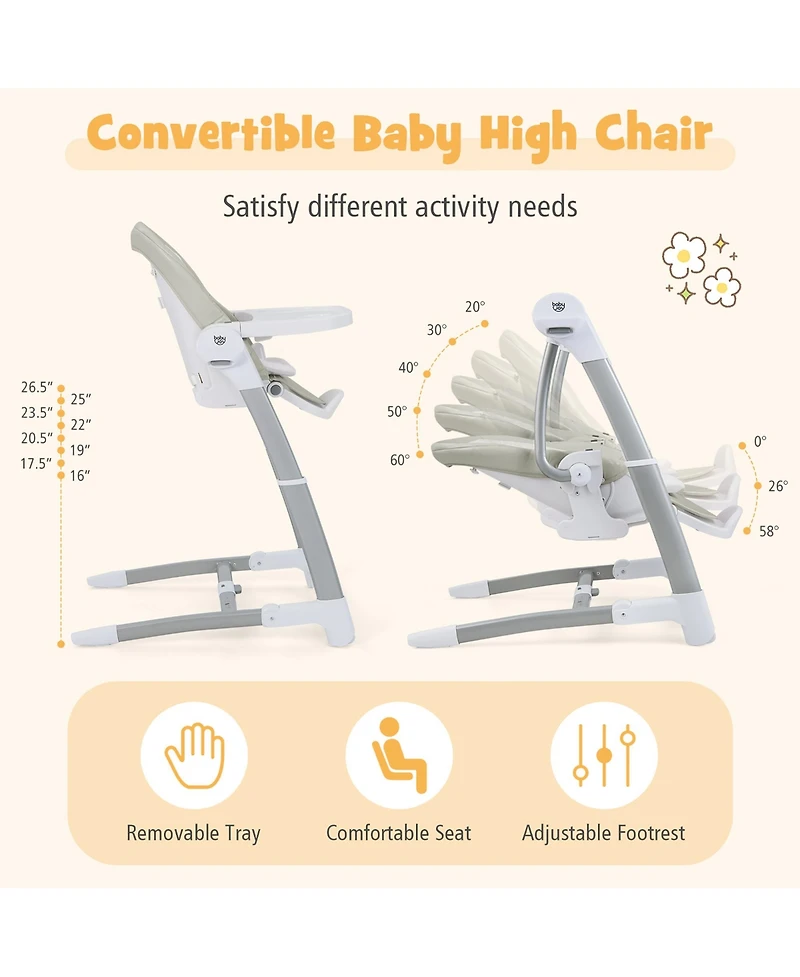 Costway Baby 3-in-1 Swing & High Chair with 8 Adjustable Heights Music Box