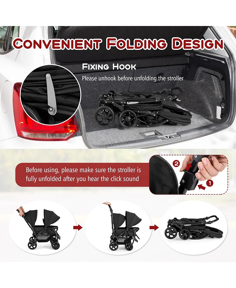 Costway Baby Twin Double Stroller Lightweight Travel Pushchair