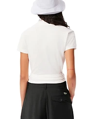 Lacoste Usa Women's Collared Short-Sleeve Wrap Top