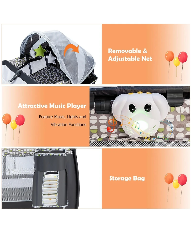 Costway Kids Portable Foldable Playard Playpen Nursery Center
