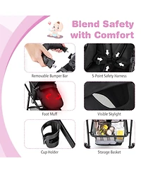 Costway Baby 2 1 Foldable Stroller Travel Newborn