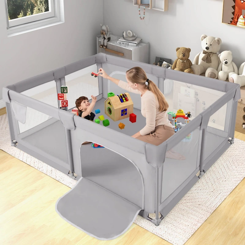 Costway Toddler Playpen Extra Large Activity Center Safety Play Yard w/ Gate