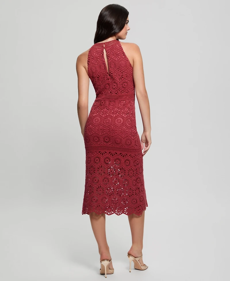 Guess Women's Nicki Crocheted Sleeveless Midi Dress
