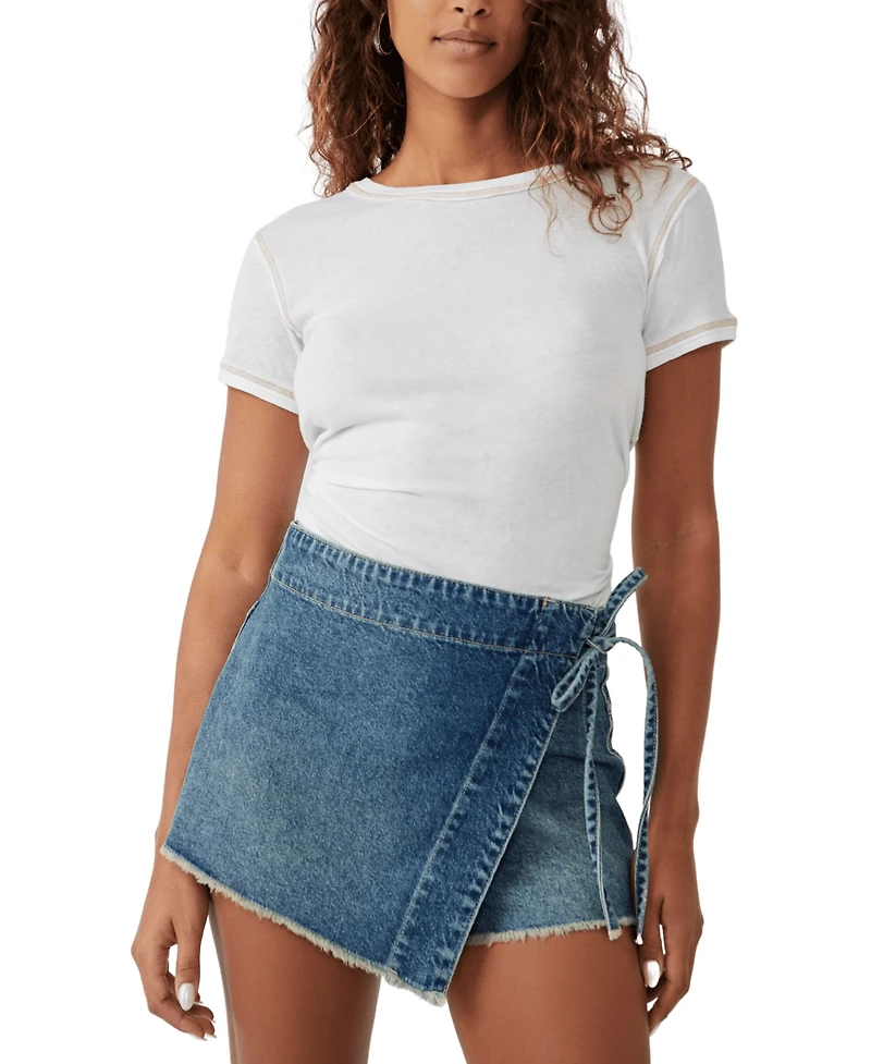 Free People Women's Emmy Cotton Denim Mini Skort