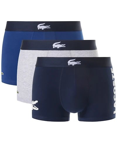 Lacoste Men's 3-Pack Regular-Fit Big Croc Logo Trunk Underwear