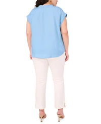 Vince Camuto Plus Split-Neck Extended-Shoulder Top