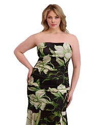 Siena Plus Ruched Asymmetric-Hem Midi Dress