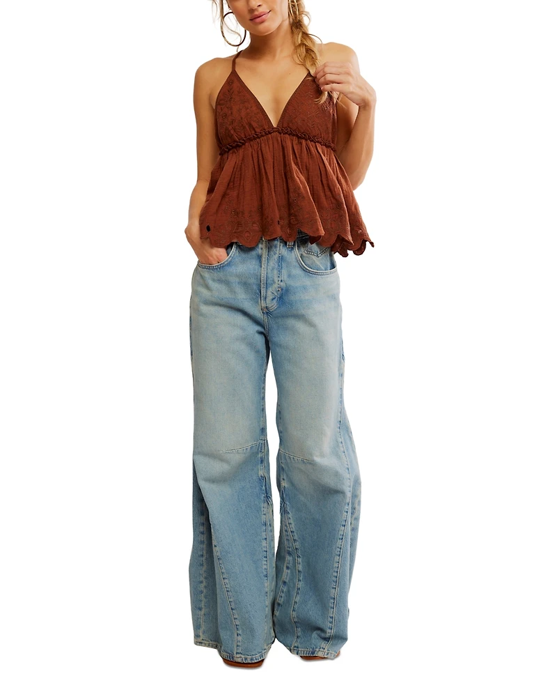 Free People Women's Sunny Days Cotton Embroidered Cami