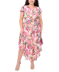 Vince Camuto Plus Printed Flutter-Sleeve Maxi Dress