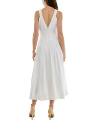Taylor Women's V-Neck Lace-Trim Pleated A-Line Dress
