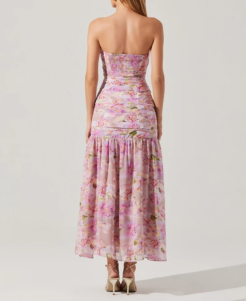 Astr the Label Women's Estefany Floral-Print Strapless Maxi Dress