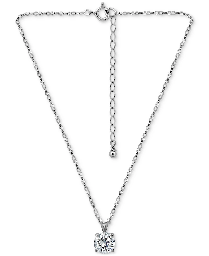 Giani Bernini Cubic Zirconia Solitaire Pendant Necklace in 18k Gold-Plated Sterling Silver (also in Sterling Silver), 16" + 2" extender, Exclusively a