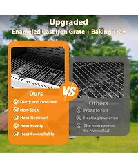 Cowsar Bbq Gas Propane Grill 3 Burner Cast Iron Flat Grill Griddle Combo with Side Burner Stainless Steel 34000 Btu for Outdoor Cooking Backyard Barbe