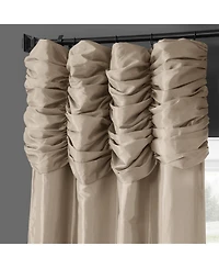 Half Price Drapes Antique Beige Ruched Solid Faux Silk Taffeta Room Darkening Curtain
