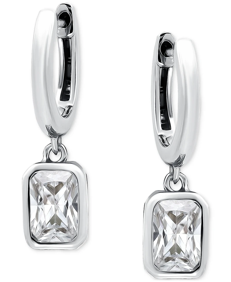 Giani Bernini Cubic Zirconia Octagon Bezel Dangle Hoop Earrings (1-5/8 ct. t.w.) in Sterling Silver, Exclusively at Macy's