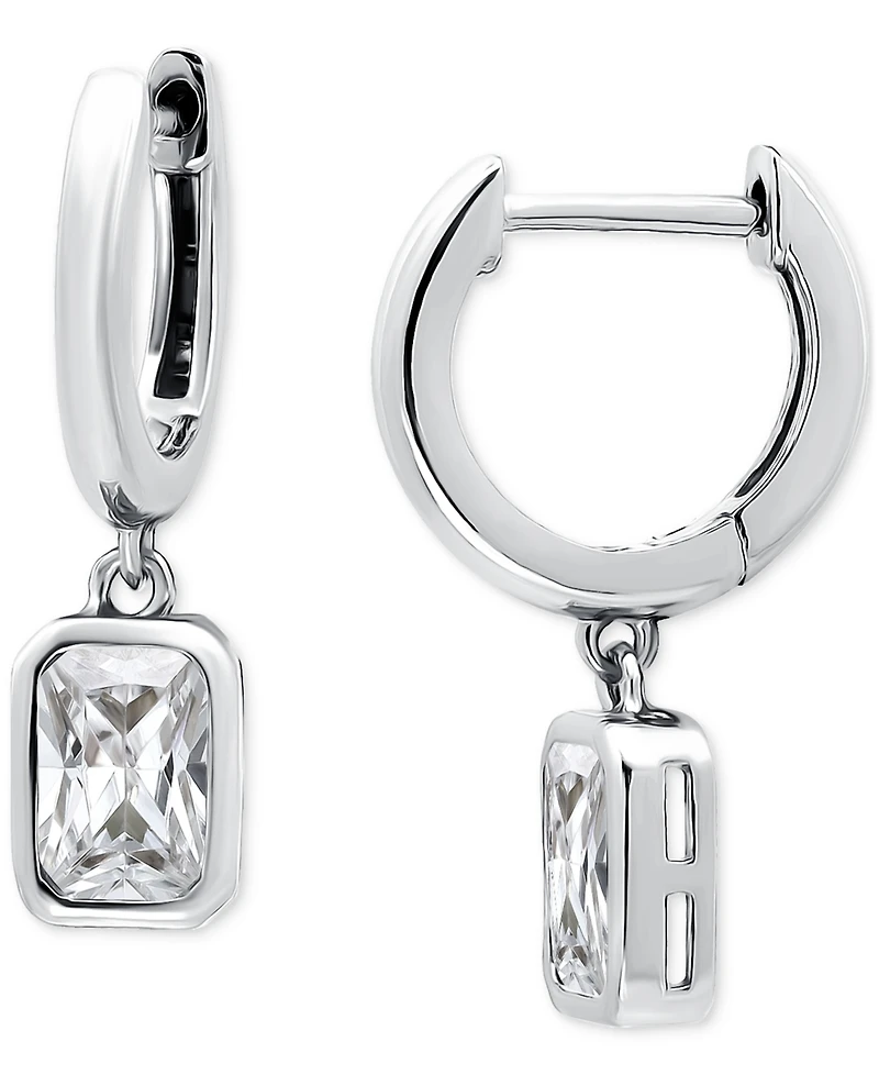 Giani Bernini Cubic Zirconia Octagon Bezel Dangle Hoop Earrings (1-5/8 ct. t.w.) in Sterling Silver, Exclusively at Macy's