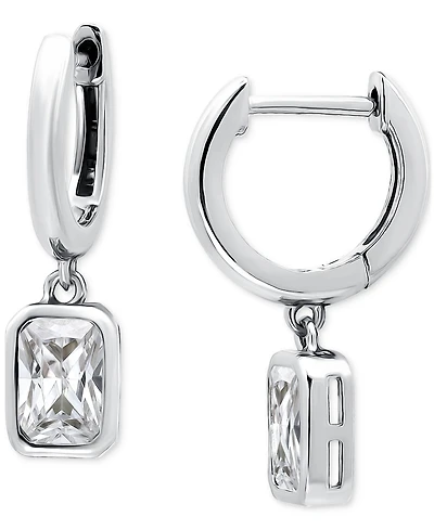Giani Bernini Cubic Zirconia Octagon Bezel Dangle Hoop Earrings (1-5/8 ct. t.w.) in Sterling Silver, Exclusively at Macy's