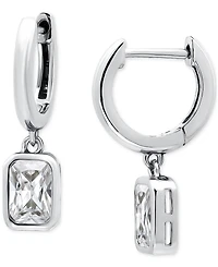 Giani Bernini Cubic Zirconia Octagon Bezel Dangle Hoop Earrings (1-5/8 ct. t.w.) in Sterling Silver, Exclusively at Macy's