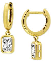 Giani Bernini Cubic Zirconia Octagon Bezel Dangle Hoop Earrings (1-5/8 ct. t.w.) Sterling Silver, Exclusively at Macy's