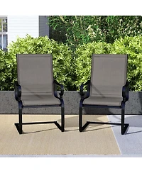 Set of 2 Patio Chairs C-Spring Motion Chairs with Quick-drying & Breathable Fabric