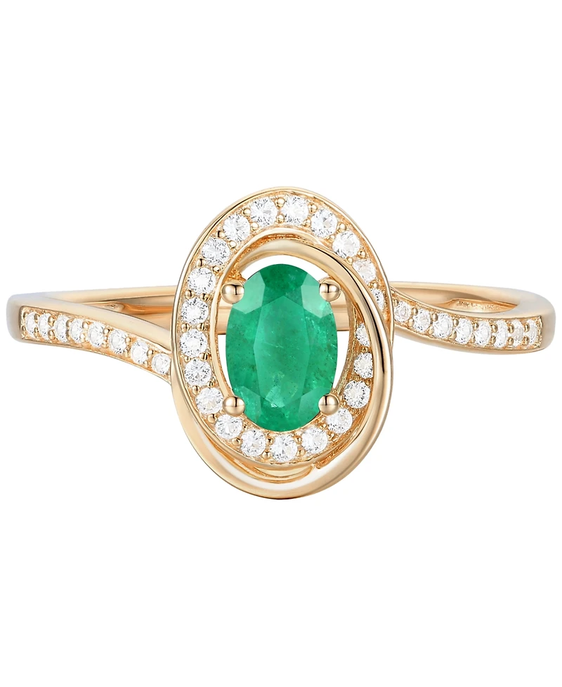 Emerald (3/8 ct. t.w.) & Diamond (1/6 Oval Swirl Ring 14k Gold (Also Ruby Sapphire)