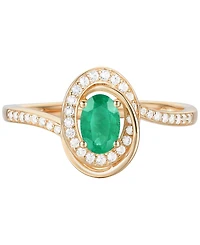 Emerald (3/8 ct. t.w.) & Diamond (1/6 Oval Swirl Ring 14k Gold (Also Ruby Sapphire)