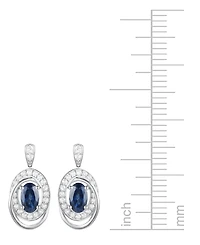 Emerald (3/8 ct. t.w.) & Diamond (1/5 Oval Swirl Drop Earrings 14k Gold (Also Ruby Sapphire)