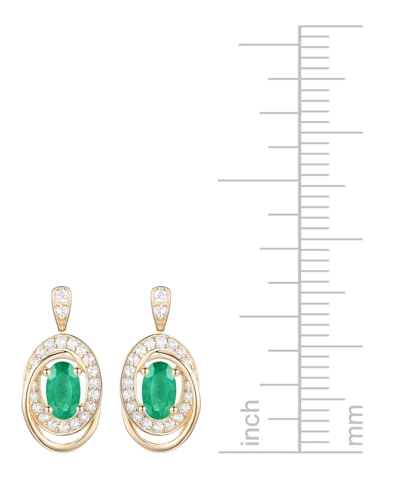 Emerald (3/8 ct. t.w.) & Diamond (1/5 Oval Swirl Drop Earrings 14k Gold (Also Ruby Sapphire)