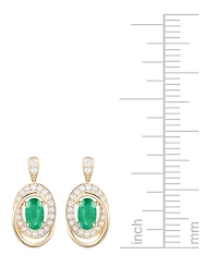 Emerald (3/8 ct. t.w.) & Diamond (1/5 Oval Swirl Drop Earrings 14k Gold (Also Ruby Sapphire)