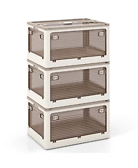 3-Pack Modular Stackable Storage Boxes with 5 Opening Ways – Lidded Bins for Clothes, Toys, Kitchen or Garage Use